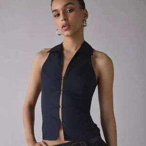 Urban Outfitters Party Girl Cotton-Blend Button Down Sleeveless Shirt Size Small